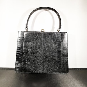 Vintage lizard print leather bag, original from the 1960s