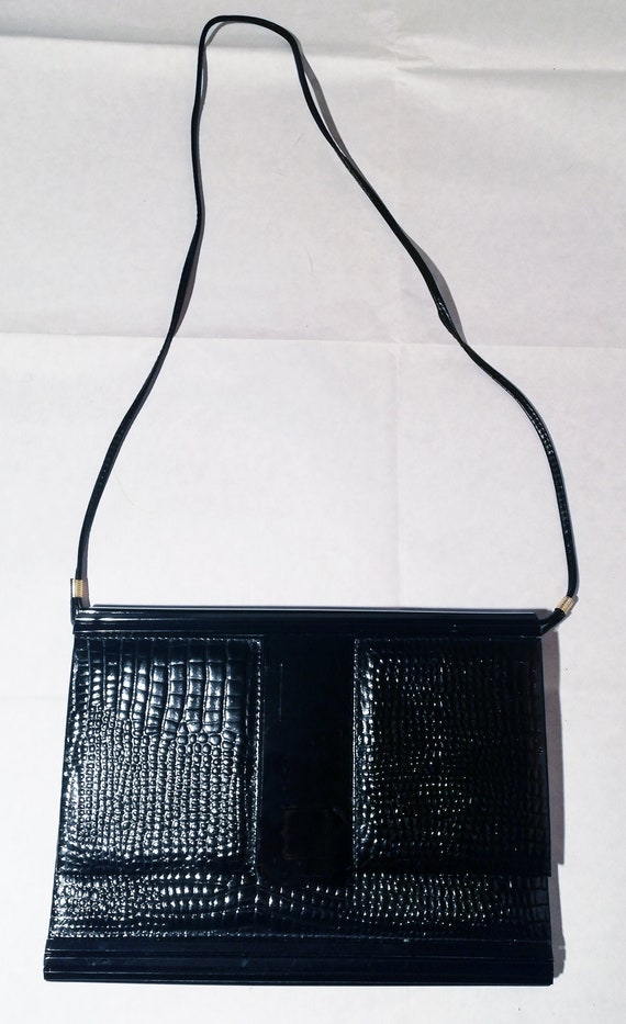 Vintage 70s lizard print faux leather shoulder bag - image 1