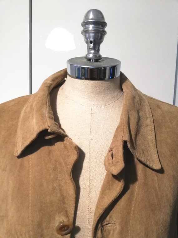 Giacca In Camoscio Vintage - Abbigliamento Scollo A Risvolto