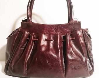 Vintage brown leather handbag signed "MONTINI", original from the 90s