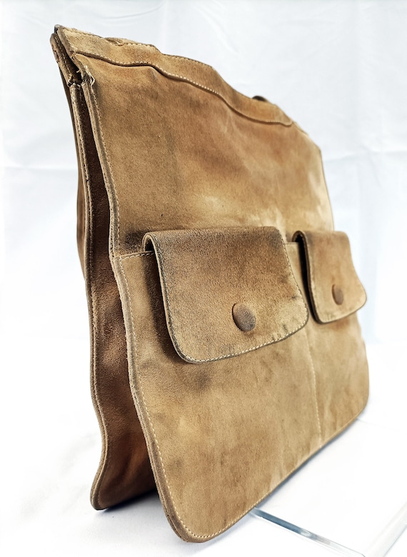 Vintage bag in honey-colored suede, original from… - image 1