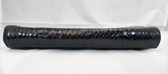 Vintage clutch bag in black snakeskin, original f… - image 8