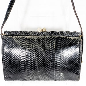 Bolso de mano vintage original de piel de serpiente de los años 70