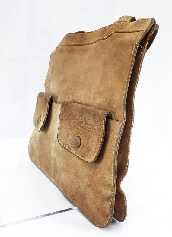 Vintage bag in honey-colored suede, original from… - image 3