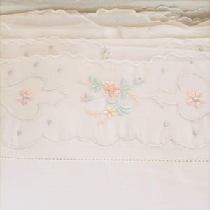 Dubbele lakens in linnen en organza, vintage jaren 80.