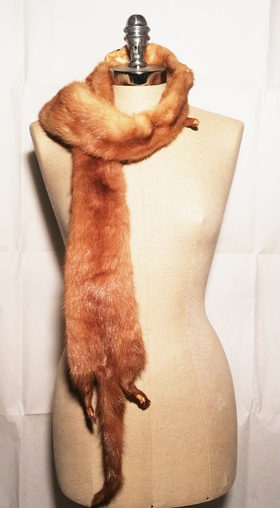 Stole with real vintage double mink, original from