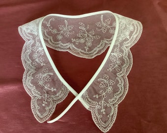 White large shawl collar cotton lace