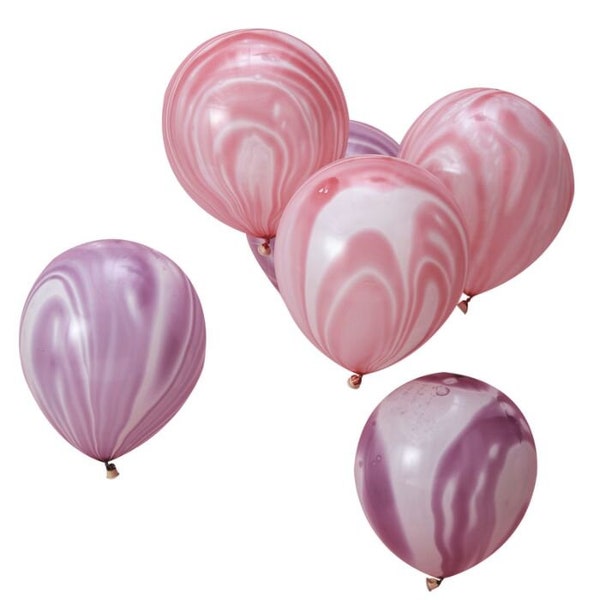 12" Pink and Purple Marble Balloons (10pk)