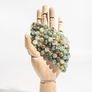 Wholesale lot 6 Pcs Natural Green Garden Quartz 8mm Crystal Healing Stretch Bracelet