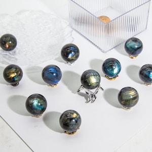 Wholesale Lot 3pcs Natural Labradorite Shperes Healing Crystal Decor
