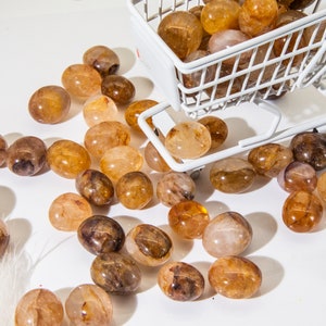 Wholesale 1 lbs Natural Yellow Fire Quartz Crystal Tumbles Healing Crystal