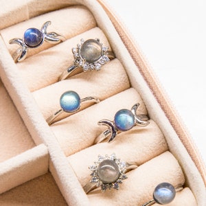 Wholesale Lot Mixed 5pcs Labradorite Stone Ring Dream Stone Crystal Ring