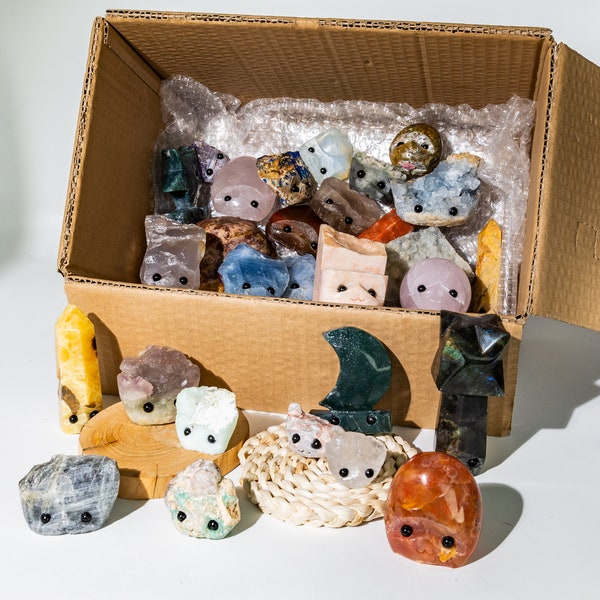 Crystal Carving Hedgehog Surprise Box, Customized, Mix of Crystal Pieces, Healing Crystal, Home Decor