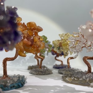 Wholesale Lot 8pcs Natural Mixed Crystal Tree with Agate Bottom Healing Crystal
