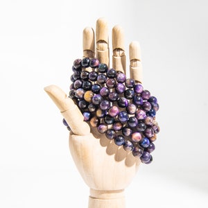 Wholesale lot 6 Pcs Natural Purple Galaxy Tiger Eye 8mm Crystal Healing Stretch Bracelet(dyed)