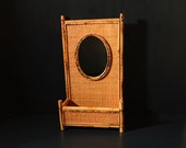 Burnt Bamboo Hanging Mirror Shelf