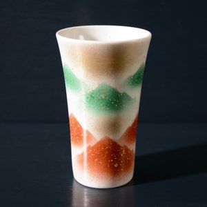 Flared Kutani Tea Cup with Mountains and Gold Fleck