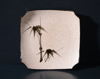 Small Square Bamboo Plate with Speckled Glaze
