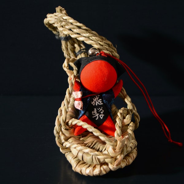 Vintage Japanese Waraji Sandal Ornament with Cloth Doll