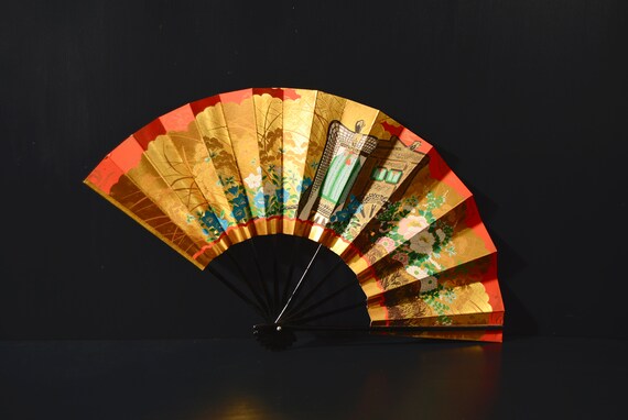 Gold Japanese Fan, Kyoto Kazari Sensu