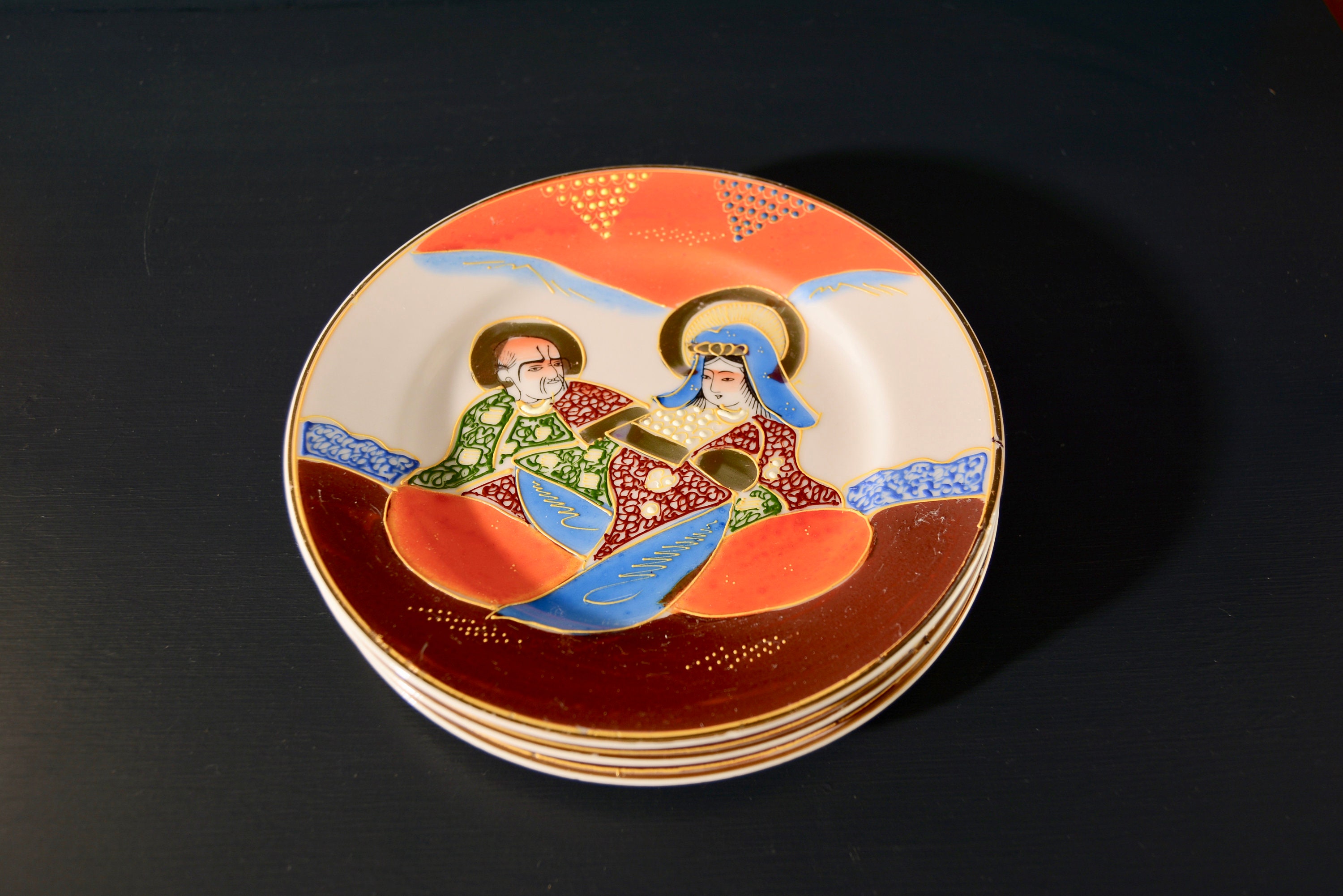 Japanese Satsumastyle Share Plates Set of 3 Etsy