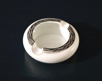 Mid Century Japanese Ashtray, Silver Vine Design