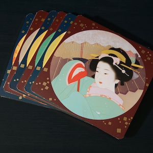 Japanese Beauty in Four Seasons Paper Coasters