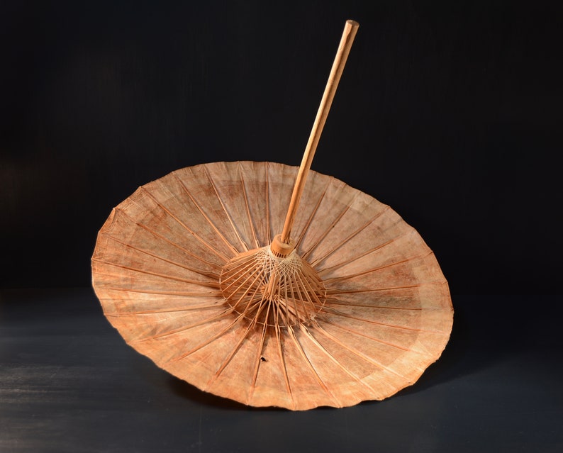 Vintage Japanese Parasol 50s Crane and Pine