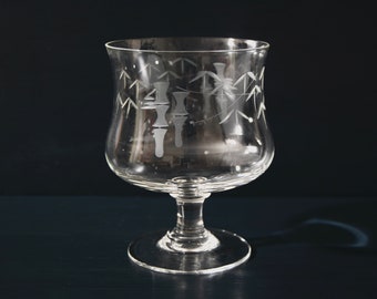 Mid-Century Bamboo Etched Glass Tulip