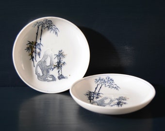 Japanese Bamboo Garden Small Plates, Ko-Zara, Set of 2