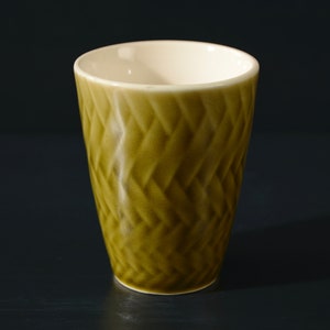Green Basketweave Japanese Tea Cup