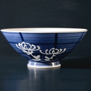 Vintage Rice Bowl with Spider Mums