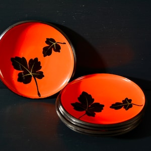 Vintage Japanese Sweets Dishes, Leaf Design, Set of 5