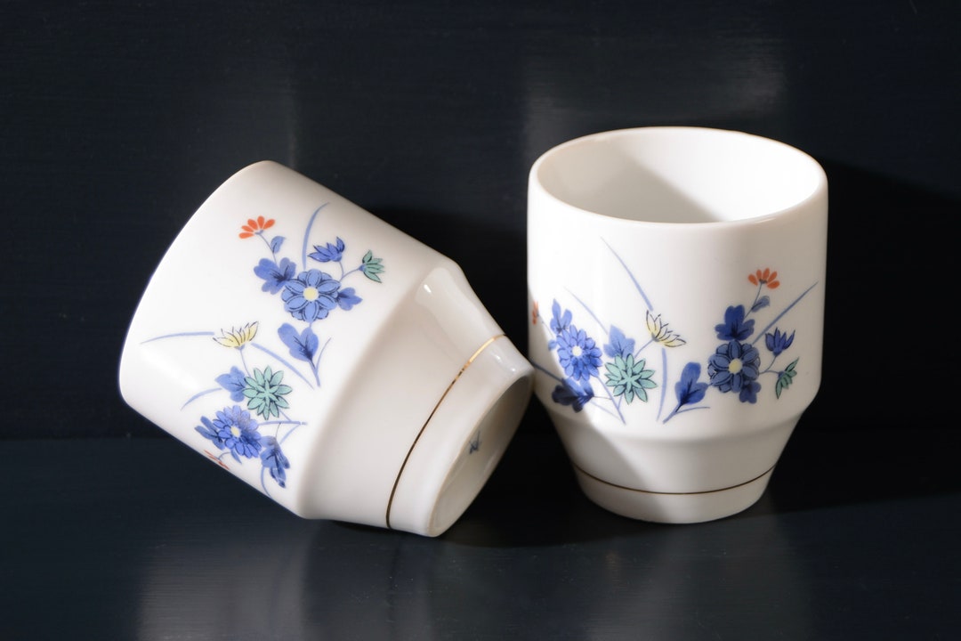 Vintage Japanese Flower Tea Cups, Set of 2 Etsy