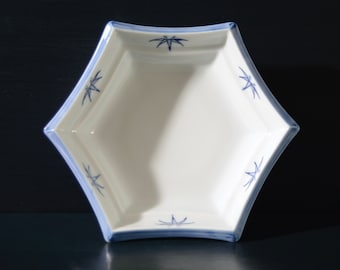 Hexagonal Japanese Bamboo Blossom Dish
