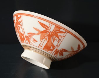Japanese Rice Bowl with Red Bamboo