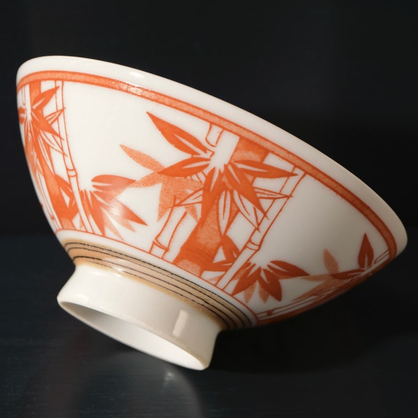 Japanese Rice Bowl with Red Bamboo