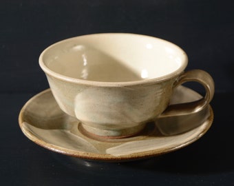 Japanese Stoneware Tea Cup and Saucer