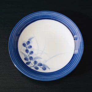 Japanese Ko Zara Small Plate with Blue Flowers