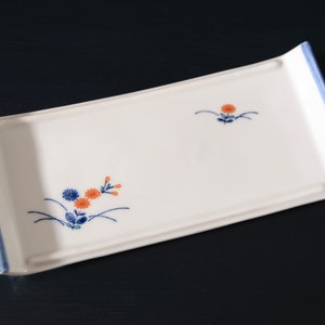 Japanese Rectangular Flower Plate with Raised Sides