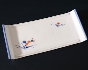 Japanese Rectangular Flower Plate with Raised Sides