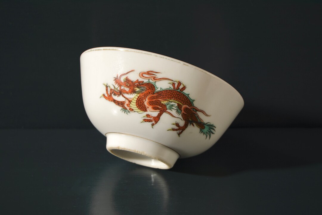 Vintage Japanese Dragon Rice Bowl Etsy