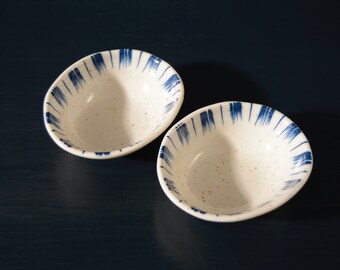 Blue Striped Stoneware Mame-Zara, Set of 2