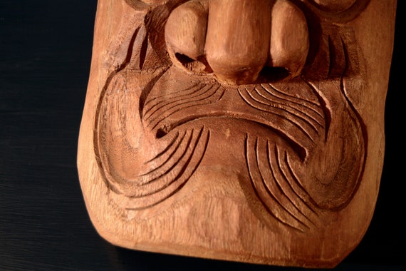 Japanese Rough Wooden Noh Mask - image 3