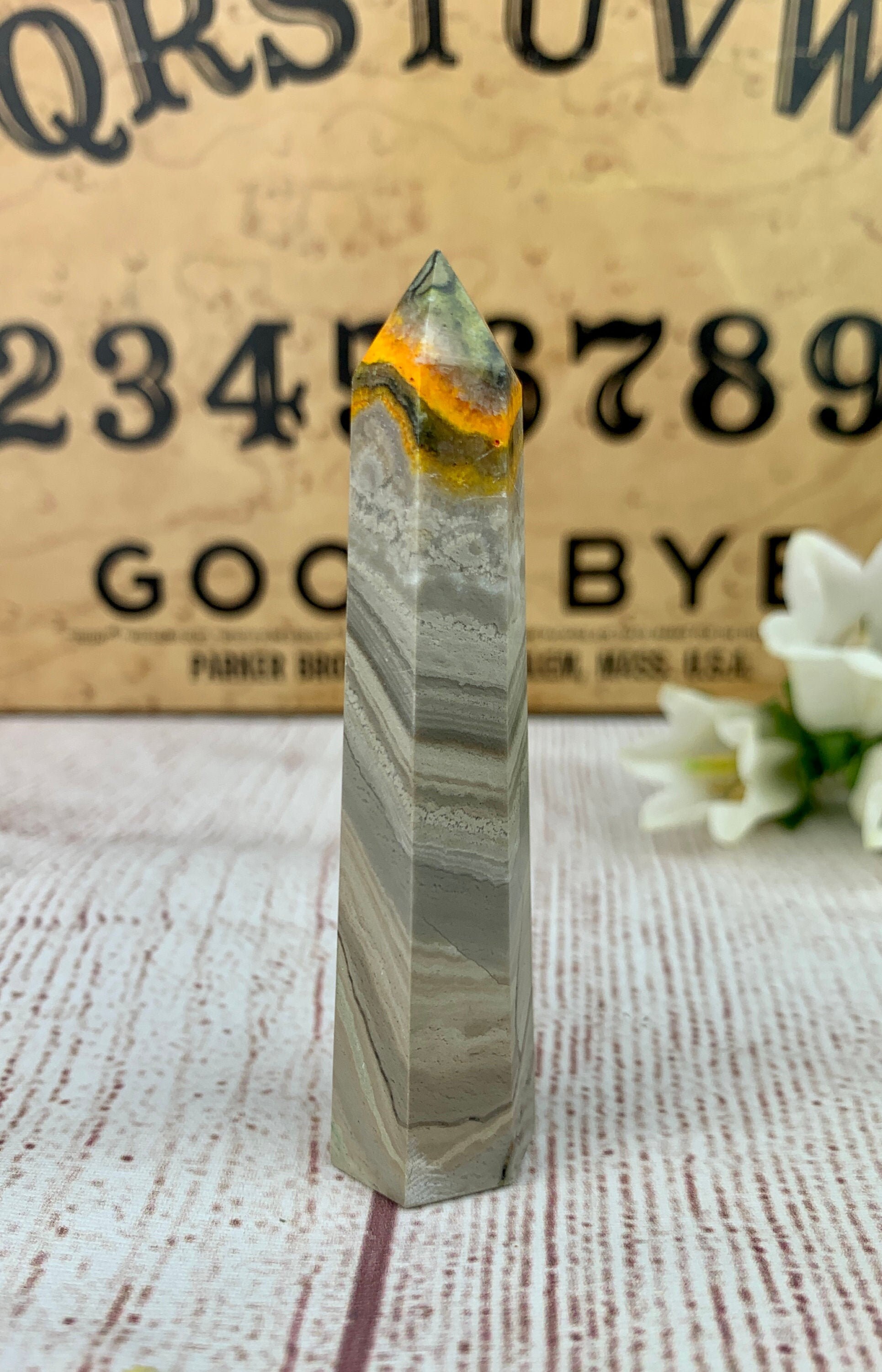 Bumblebee Jasper Tower/ Point Bright Colored Bumblebee Jasper High Quality Bumble Bee Jasper Indonesia Bumblebee Jasper Tower/ Point Bright Colored Bumblebee Jasper High Quality Bumble Bee Jasper Indonesia