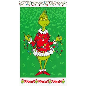 Dr. Seuss How the Grinch Stole Christmas Panel Fabric, Sold by the Panel