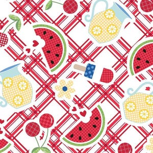 Kimberbell Red, White and Bloom - Watermelon Red (Quilting Cotton, Sold by the Yardage)