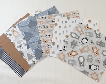 Cuddle Cubs Flannel - Collezione curata - Pretagli - Trapunta di stracci - 6,5 pollici quadrati - 100% flanella di cotone - 42 ct