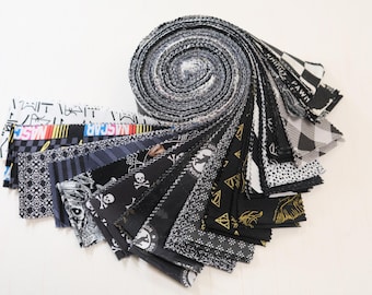 Scrappy Look - Blacks - Precuts - Jelly Roll - 2.5in WOF Strips - 100% Quilting Cotton - 42ct
