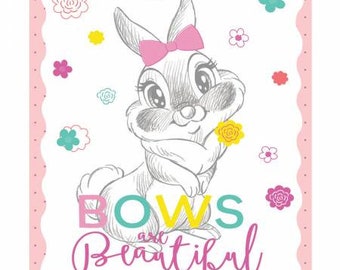 Disney Bambi Thumper "Bows are Beautiful" Panel Fabric, Sold by the Panel